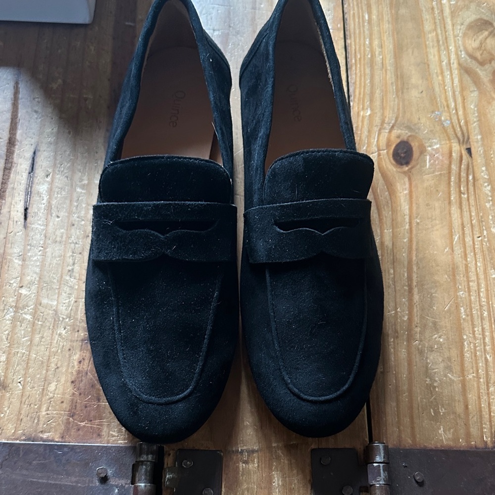 Women’s Black Suede Penny Loafers - Picture 2 of 9